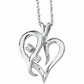 14K White .03 CTW Diamond Heart Pendant w/ 18" Rope Chain